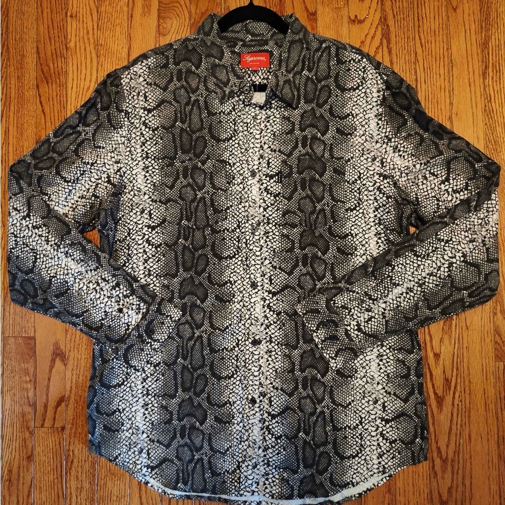 Men's Supreme Button-Down Snake Print Shirt XL